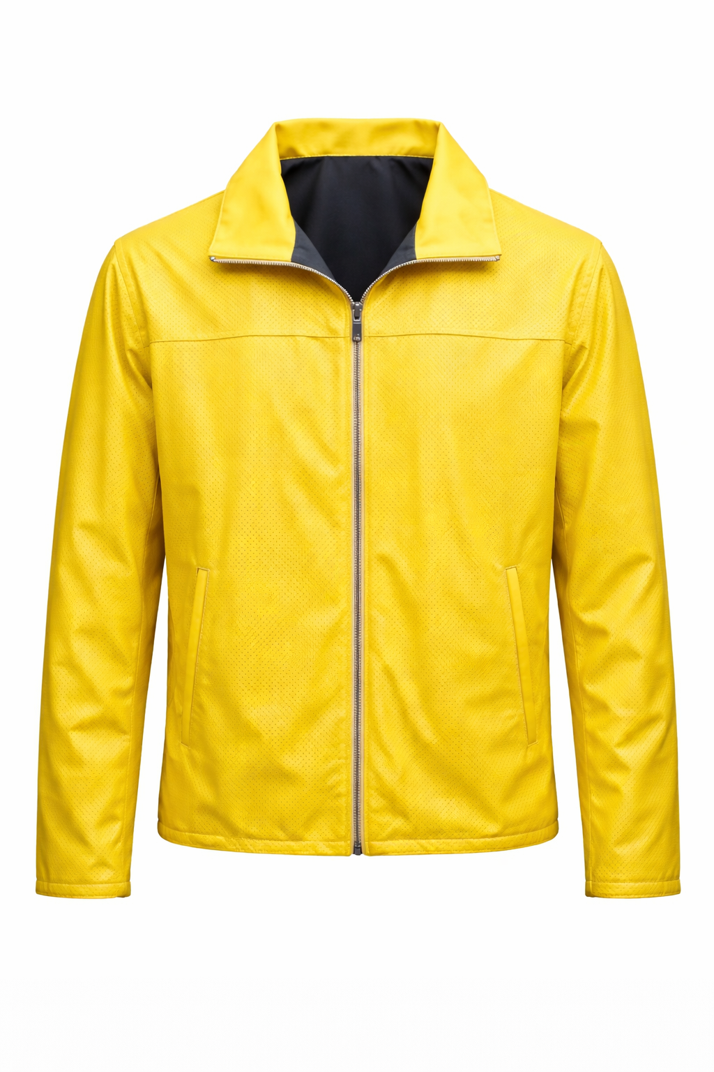 Reversble Lamb Leather and Windproof Fabric Yellow and Black Jacket for Men