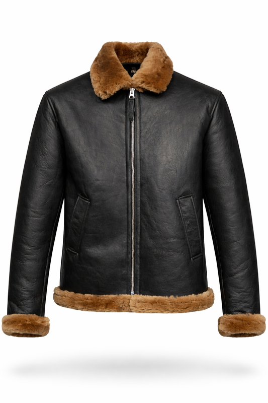 Dark Brown Lamb Fur Leather Jacket for Women