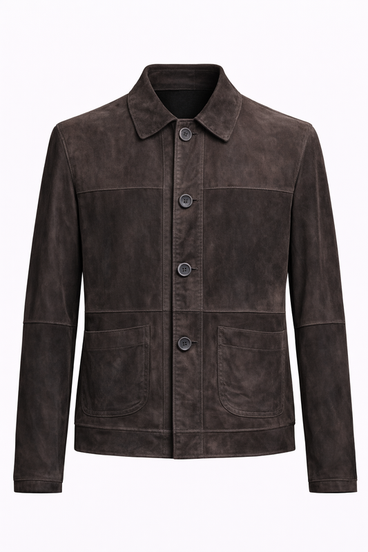 Lamb Leather Suede Dark Brown Jacket for Women