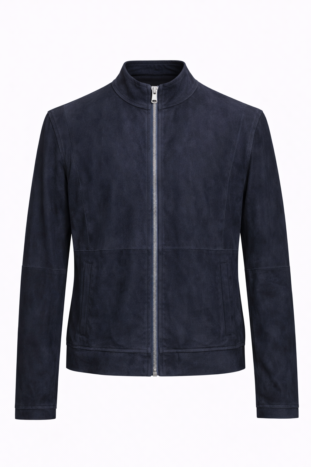 Lamb Leather Navy Blue Suede Jacket for Men