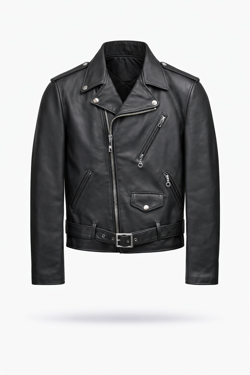 Lamb Leather Black Biker Leather Jacket for Women
