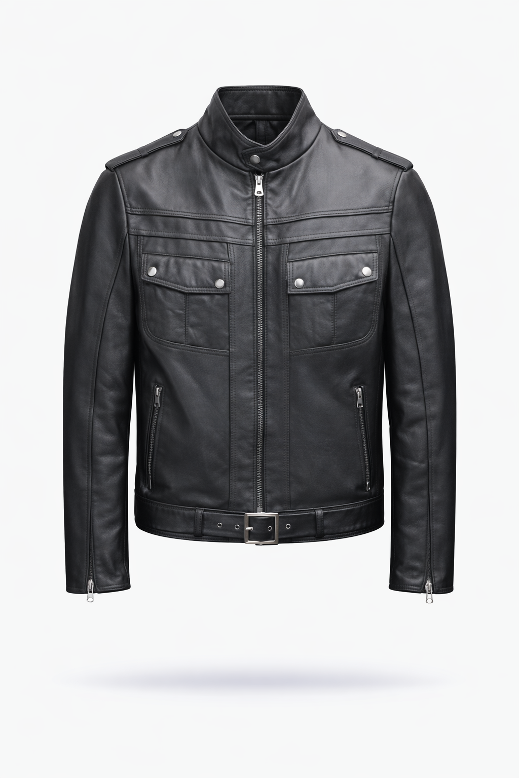 Lamb Leather Black Sportive Leather Jacket for Women