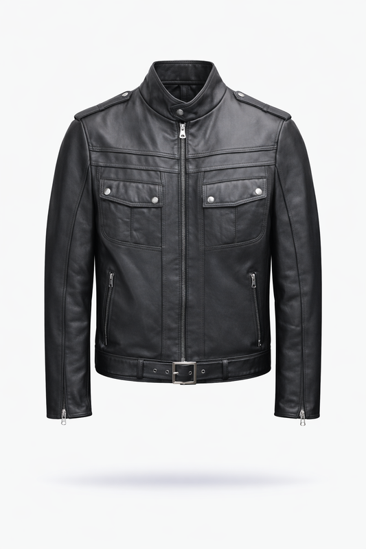 Lamb Leather Black Sportive Leather Jacket for Women