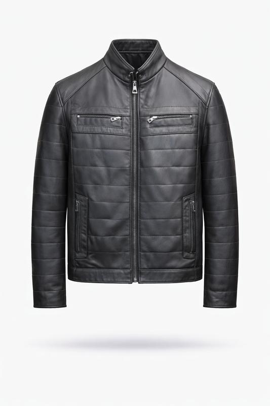 Lamb Leather Black Leather Jacket for Men