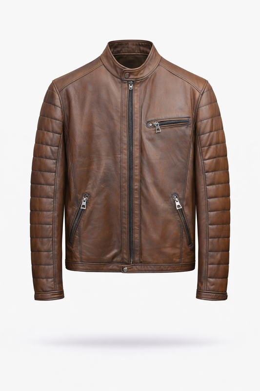 Lamb Leather Brown Leather Jacket for Men