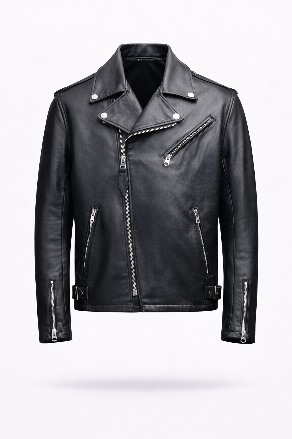 Lamb Leather Black Biker Leather Jacket for Men
