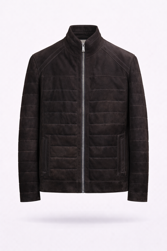Lamb Leather Dark Brown Suede Jacket for Men