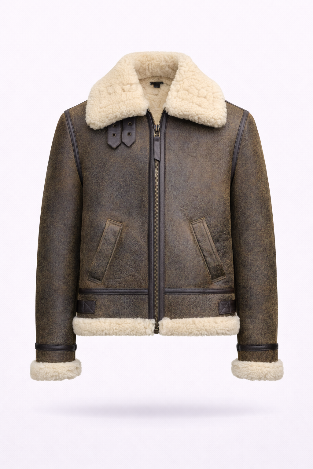 Lamb Leather and Fur Brown Jacket for Men