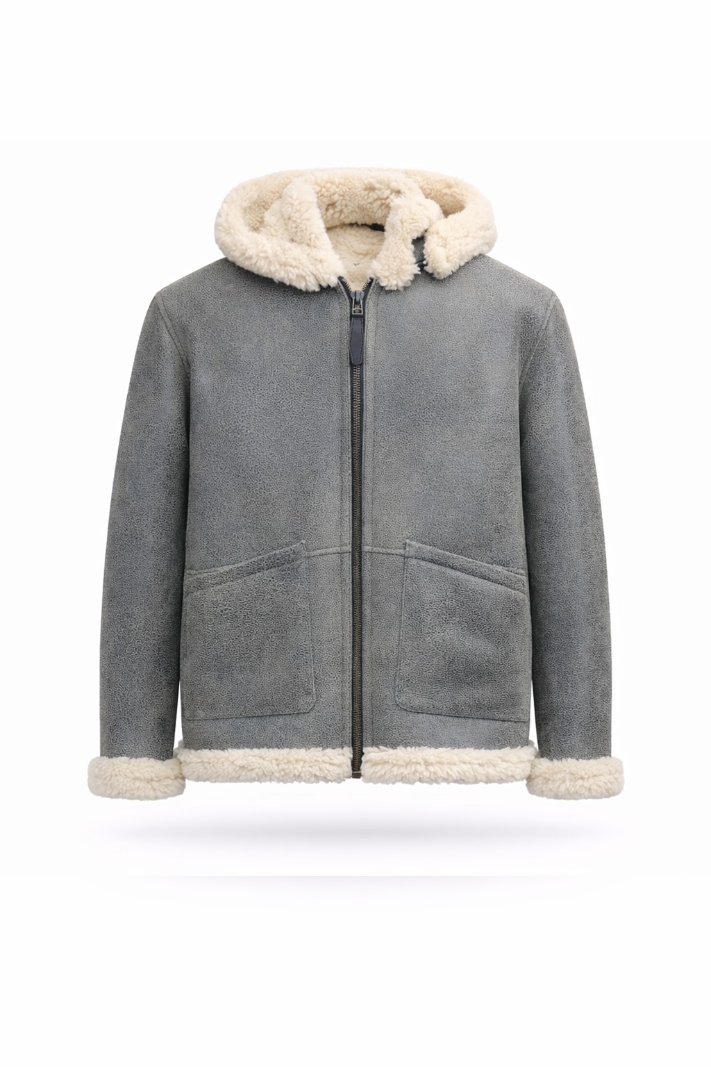 Grey Fur Leather Jacket for Men