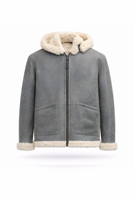 Grey Fur Leather Jacket for Men