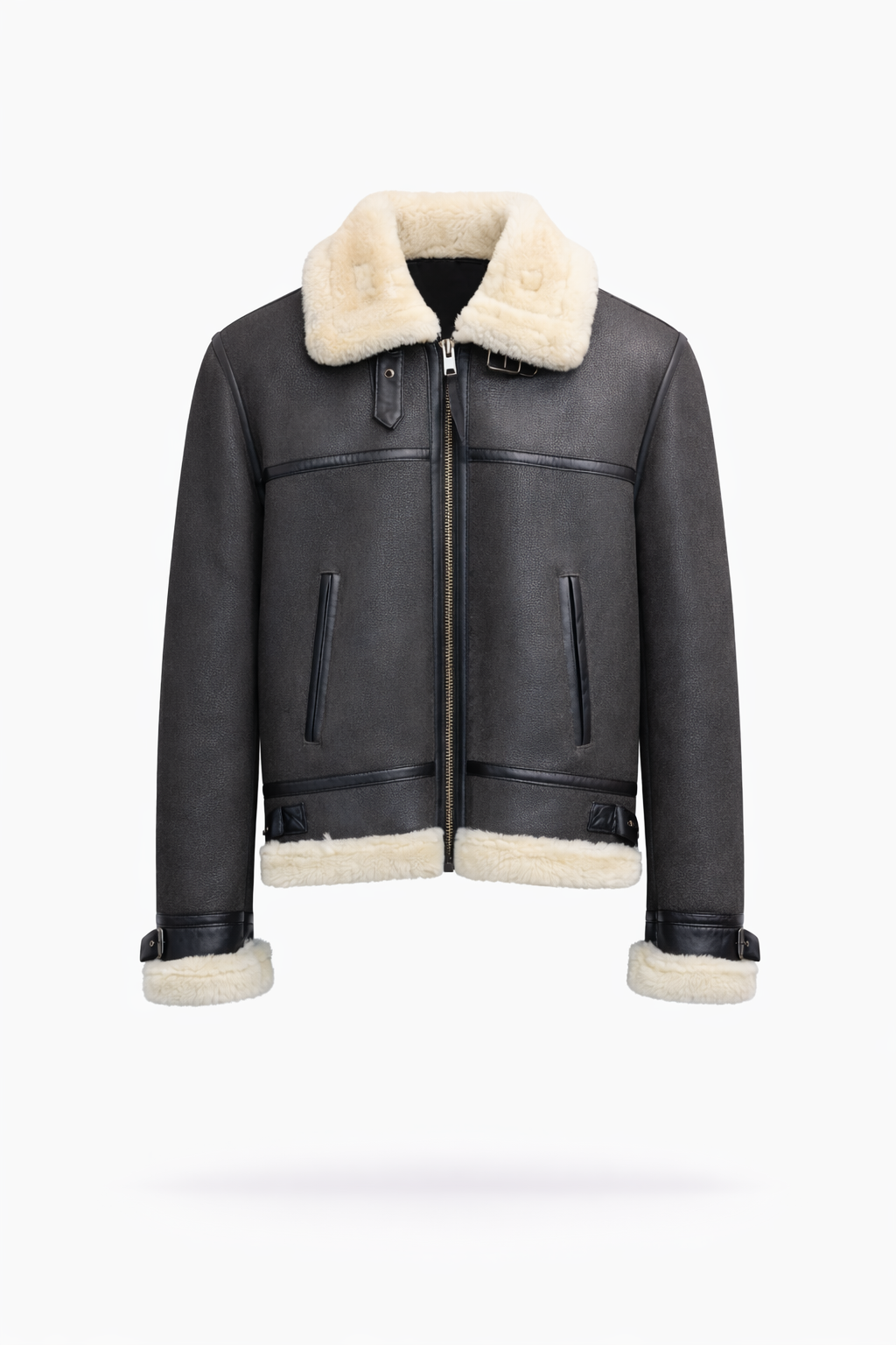 Fur Leather Black Jacket for Men
