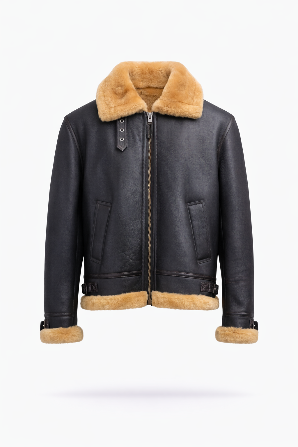 Black Fur Leather Jacket for Men