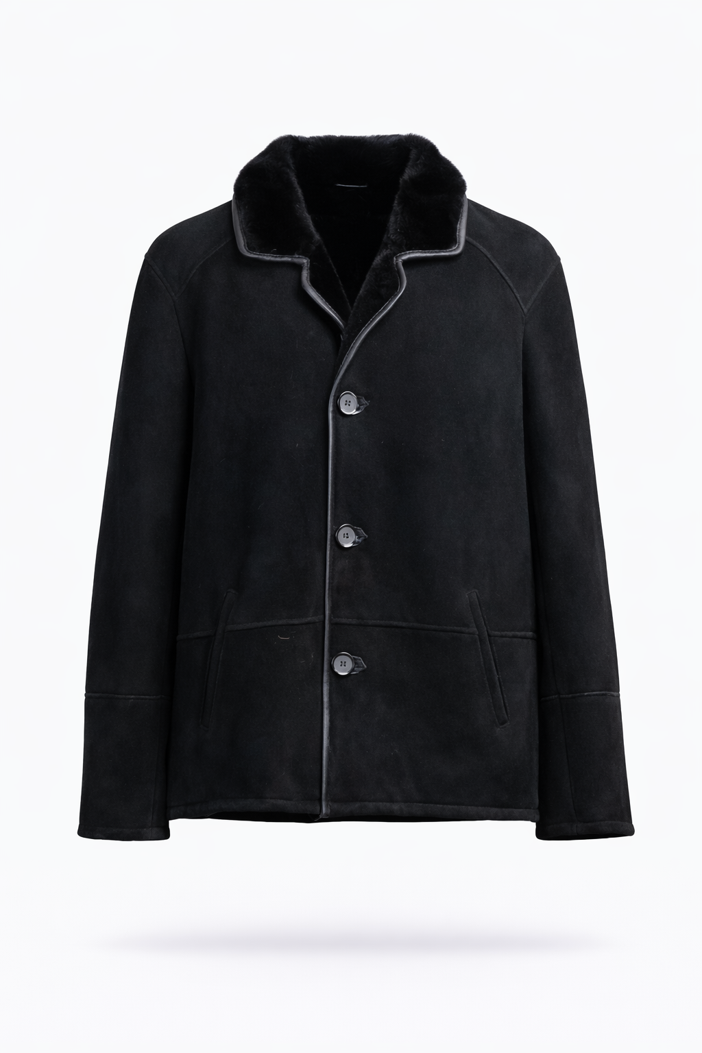 Black Fur Leather Jacket for Men