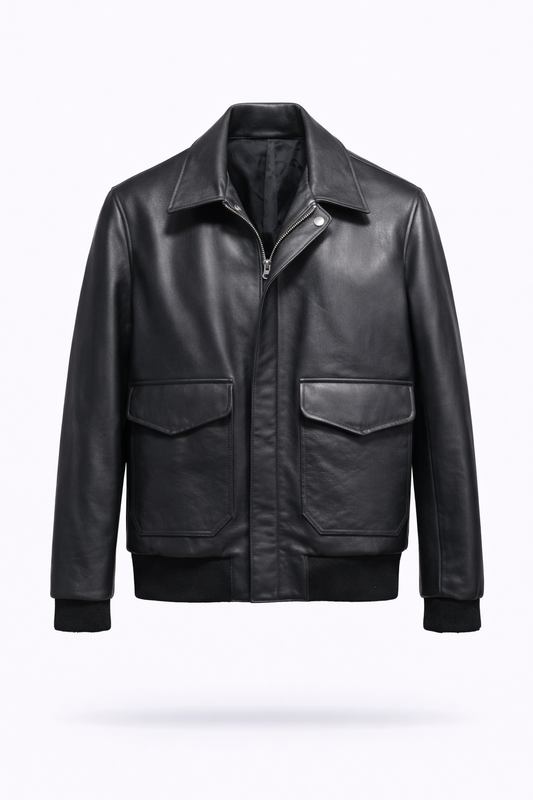 Lamb Leather Black Biker Jacket for Men