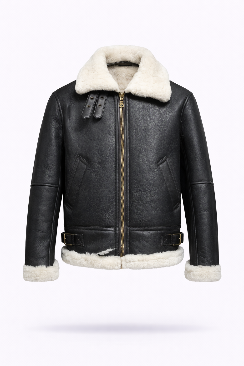 Fur Leather Black Leather Jacket for Men