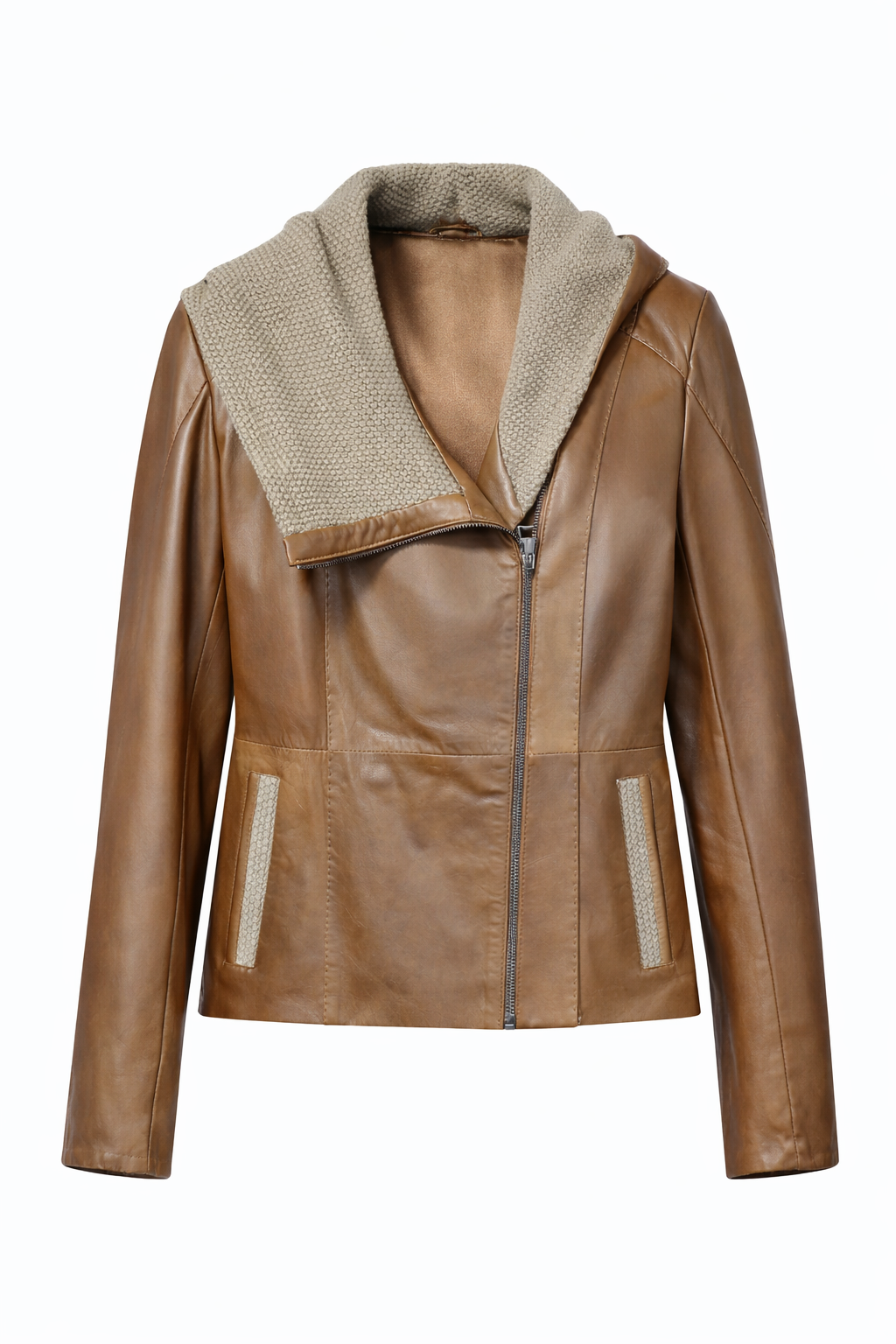 Lamb Leather Brown Leather Jacket for Women