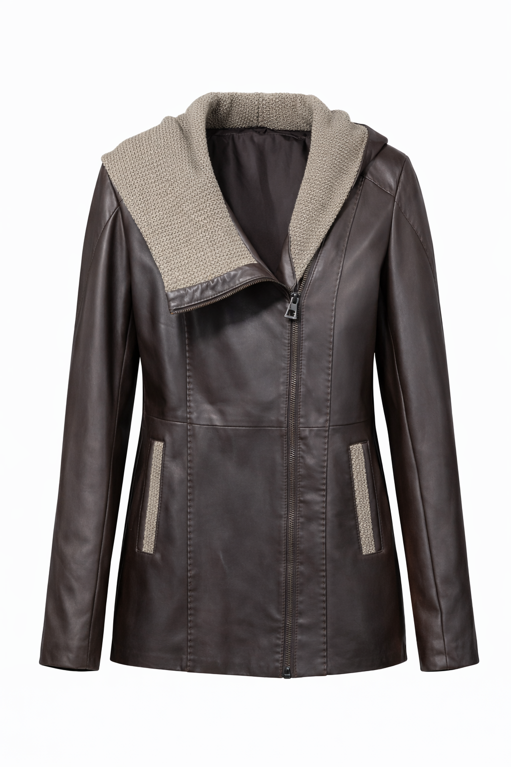 Lamb Leather Dark Brown Leather Jacket for Women