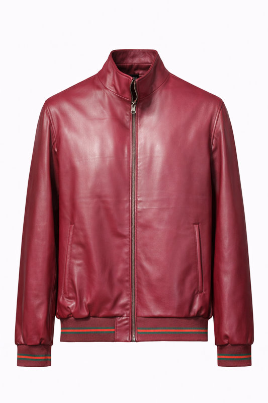 Lamb Leather Red Leather Jacker for Men