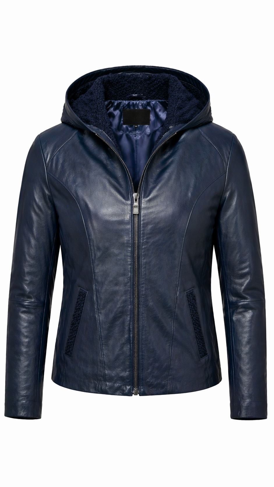 Lamb Leather Black Hooded Jacket for Men