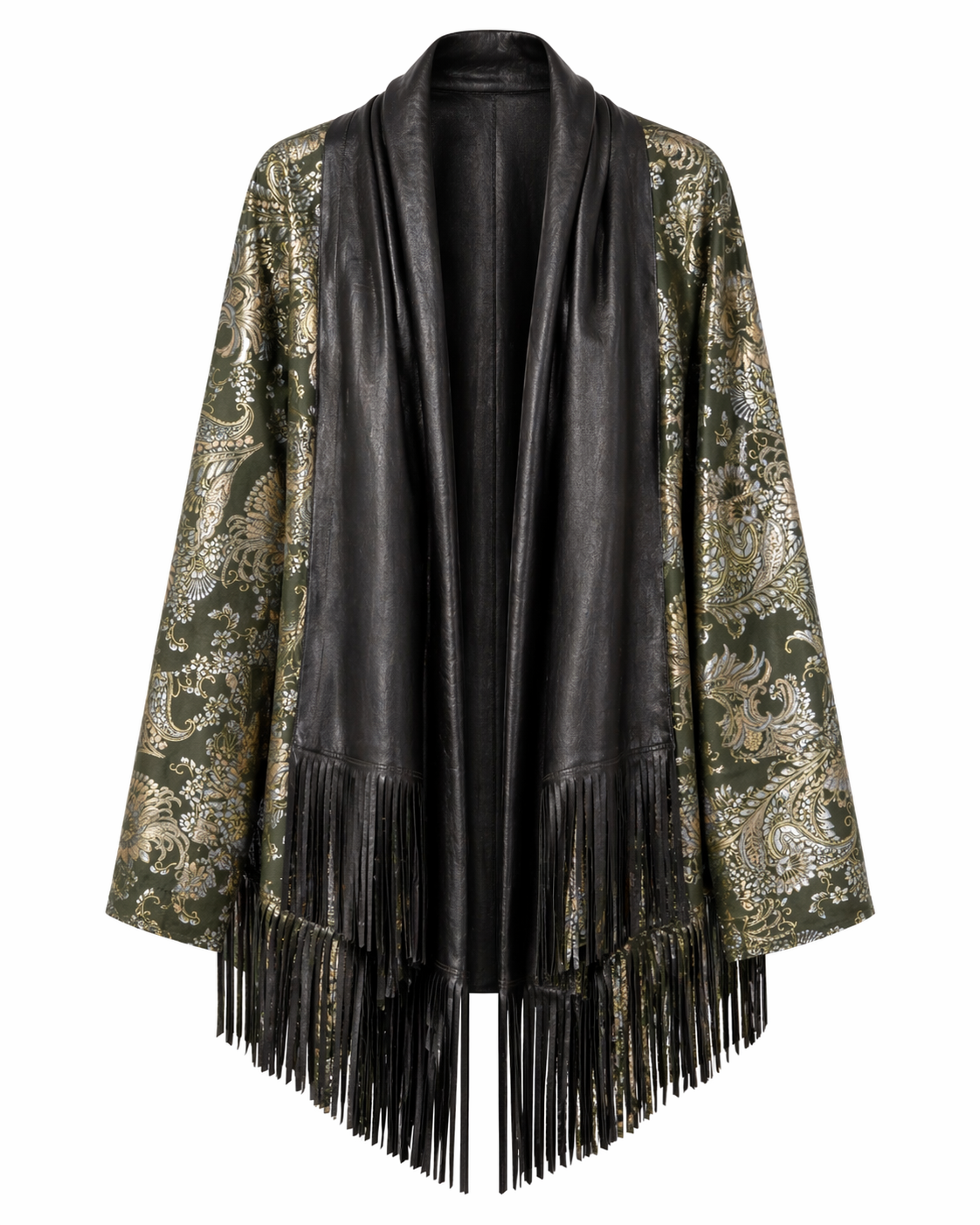 Lamb Leather Black Gold Poncho for Women
