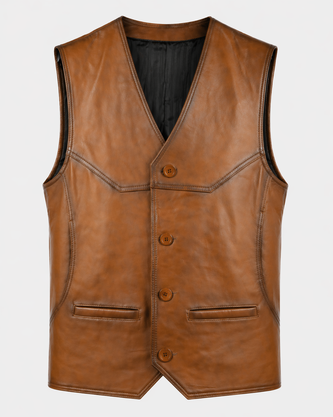 Lamb Leather Brown Waistcoat for Men