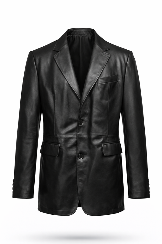 TALL MEN'S BLACK GENUINE LEATHER JACKET