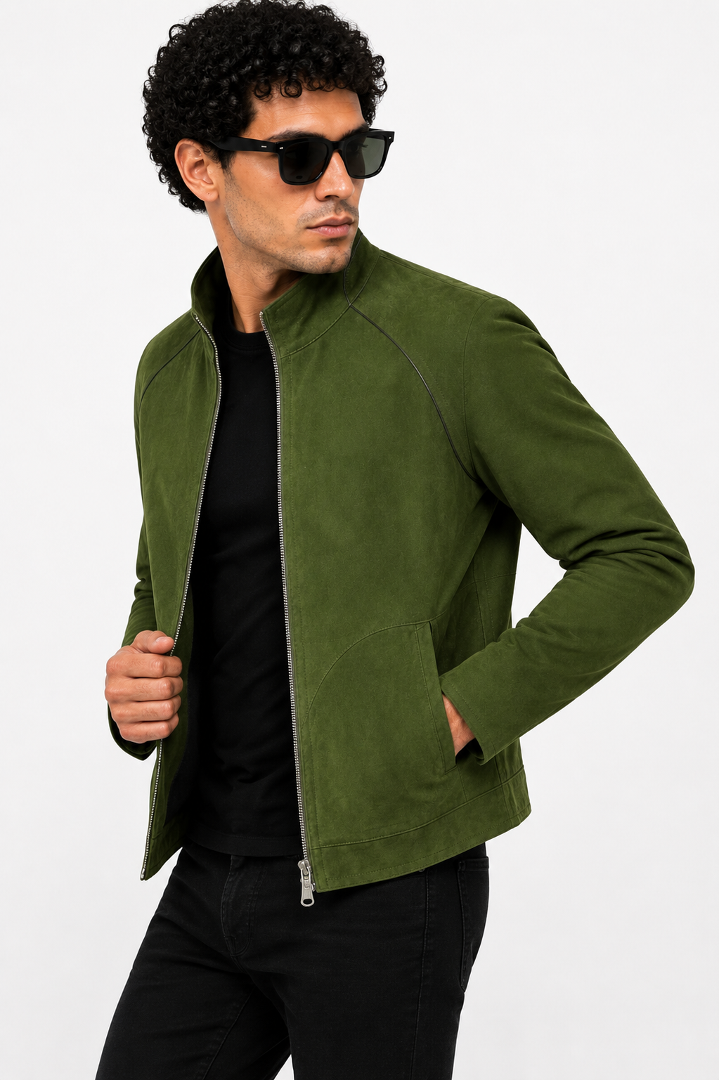 Reversible Black & Khaki Suede and Leather Jacket for Men