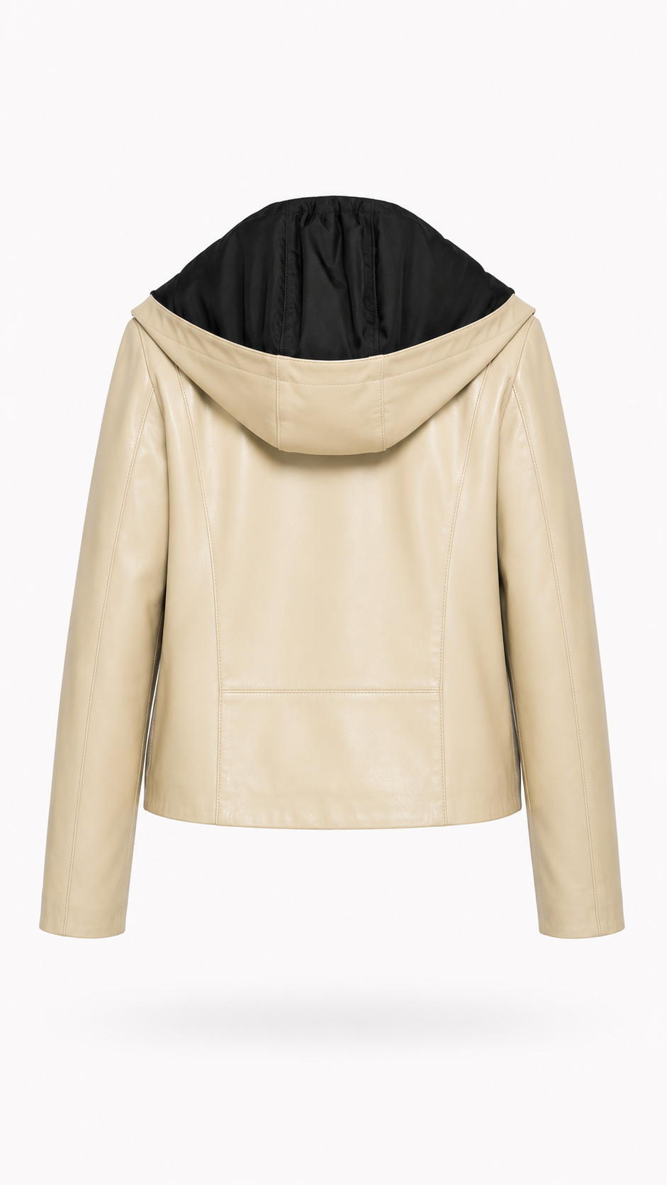 Beige Lamb Leather Hooded Jacket for Women