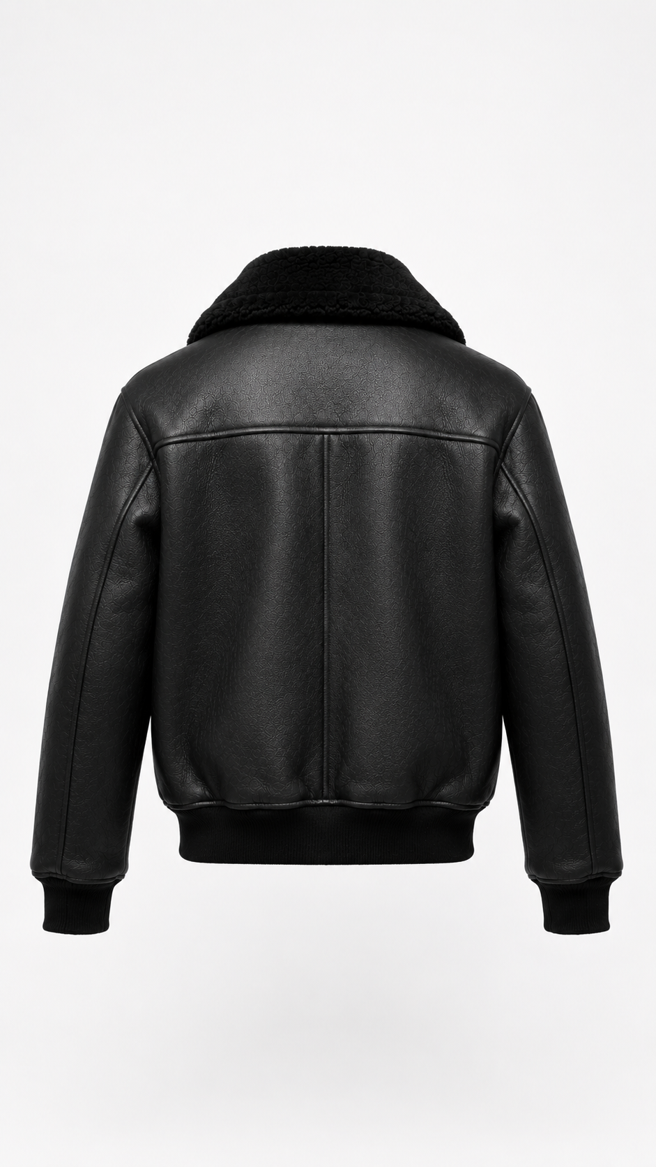 Lamb Fur Black Leather Jacket for Men