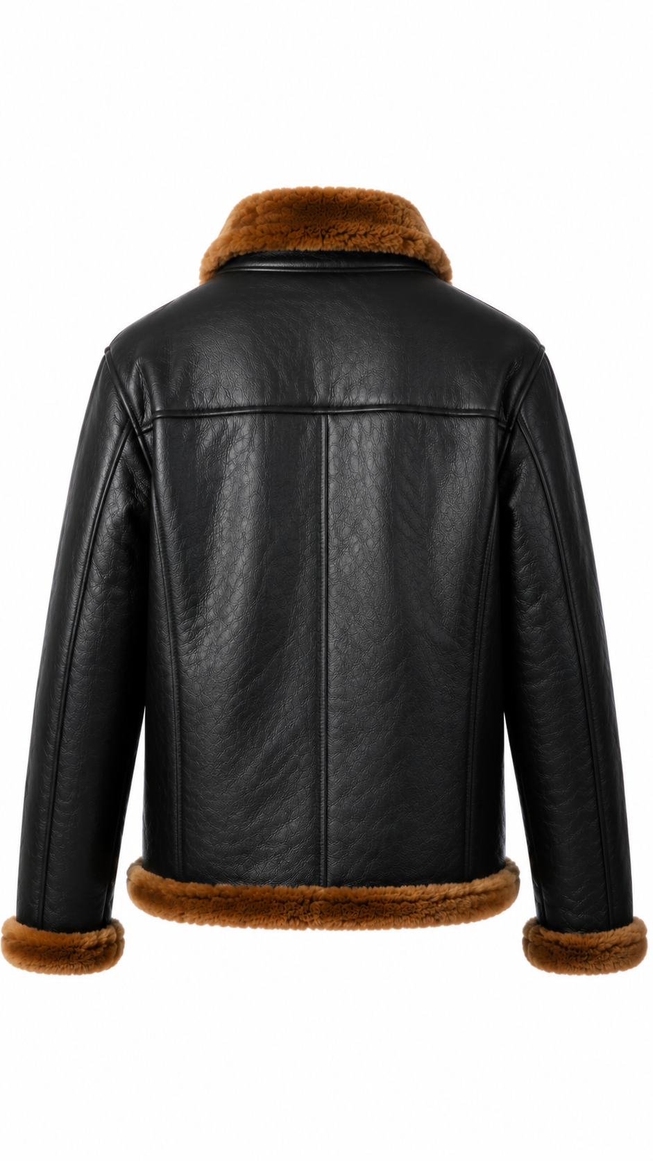 Lamb Leather Fur Black Jacket for Men