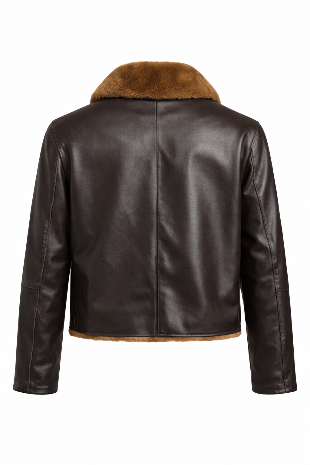 WOMEN'S FUR-LINED BROWN LEATHER JACKET