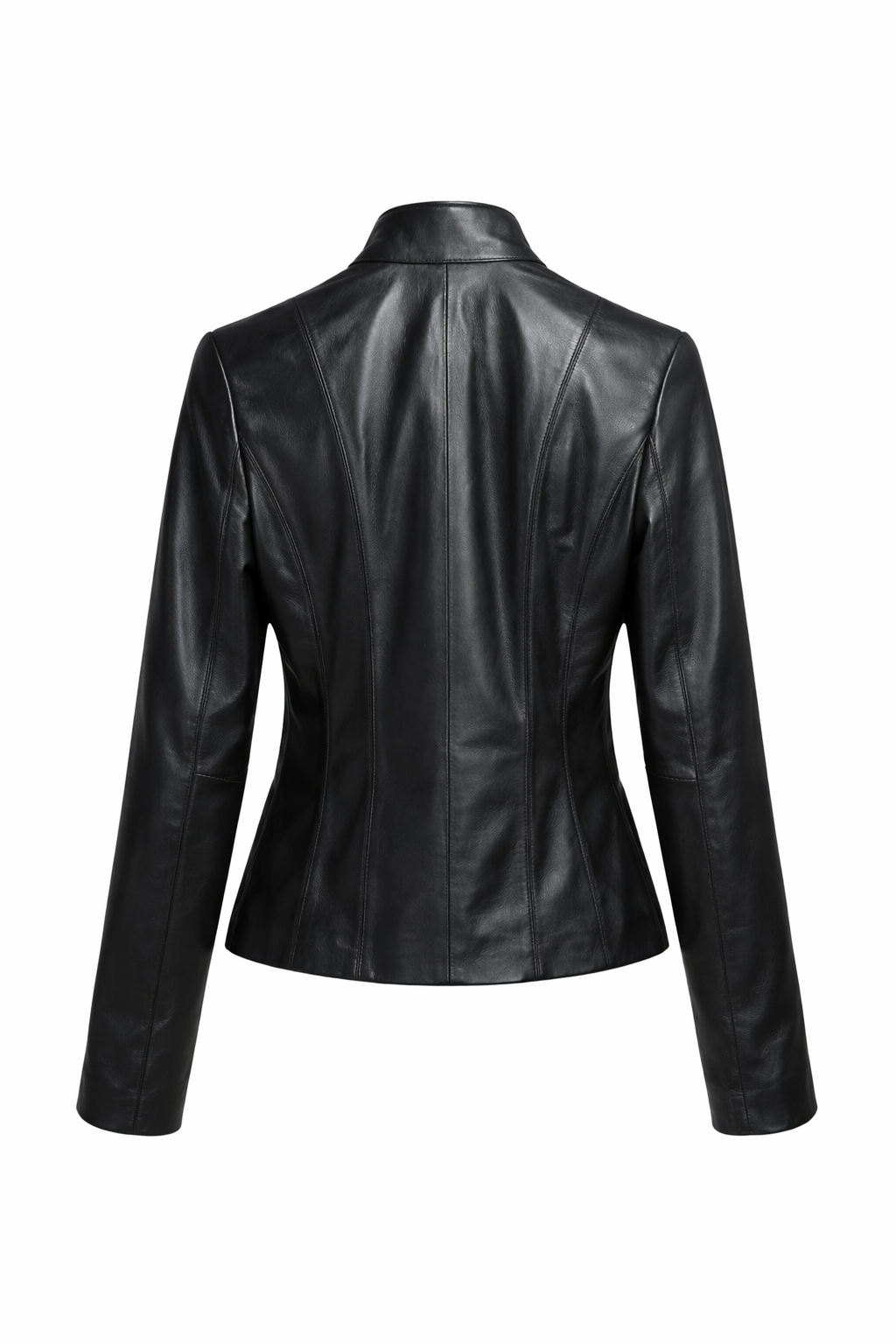 Black Lamb Zig Leather Women Sporty Leather Jacket