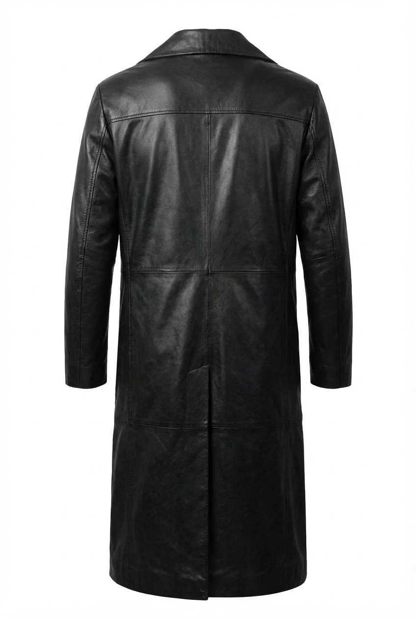 Black Long Lamb Leather Jacket for Women