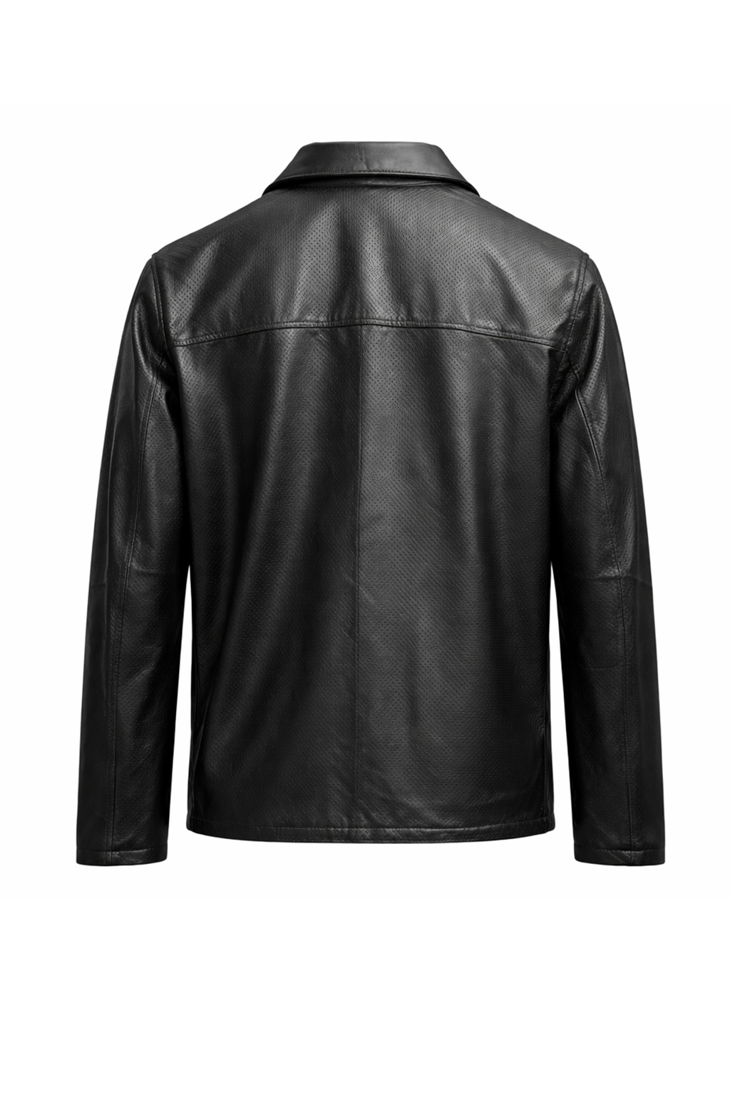Reversble Lamb Leather and Windproof Fabric Black Jacket for Men