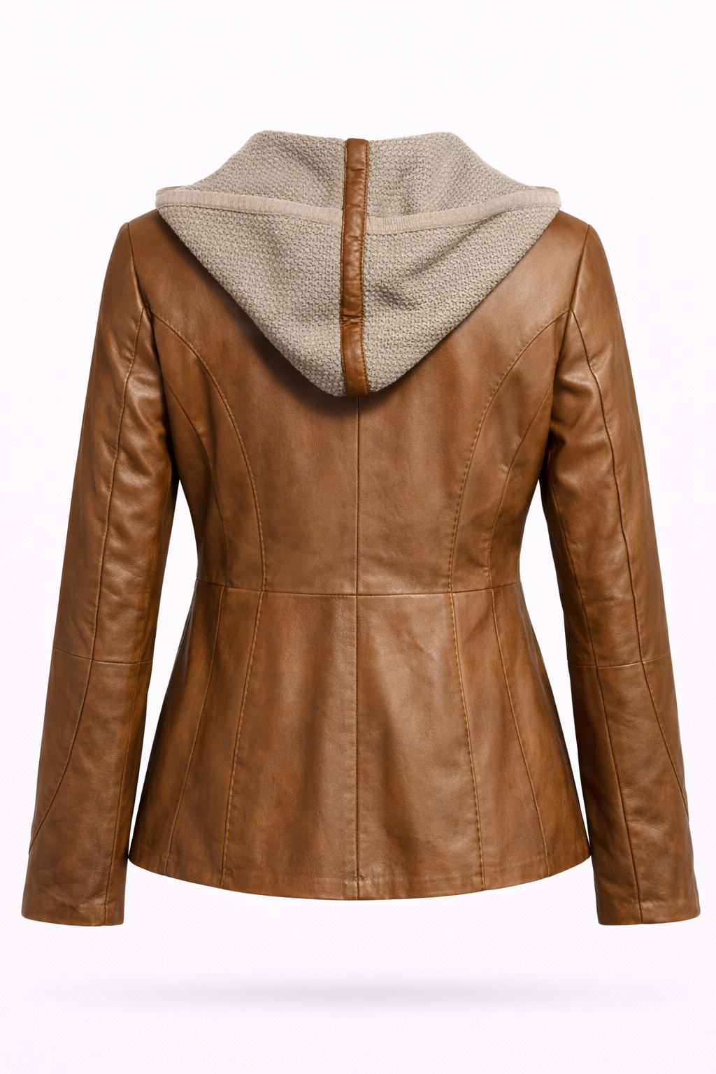 Camel Brown Zipper Women Leather Jacket