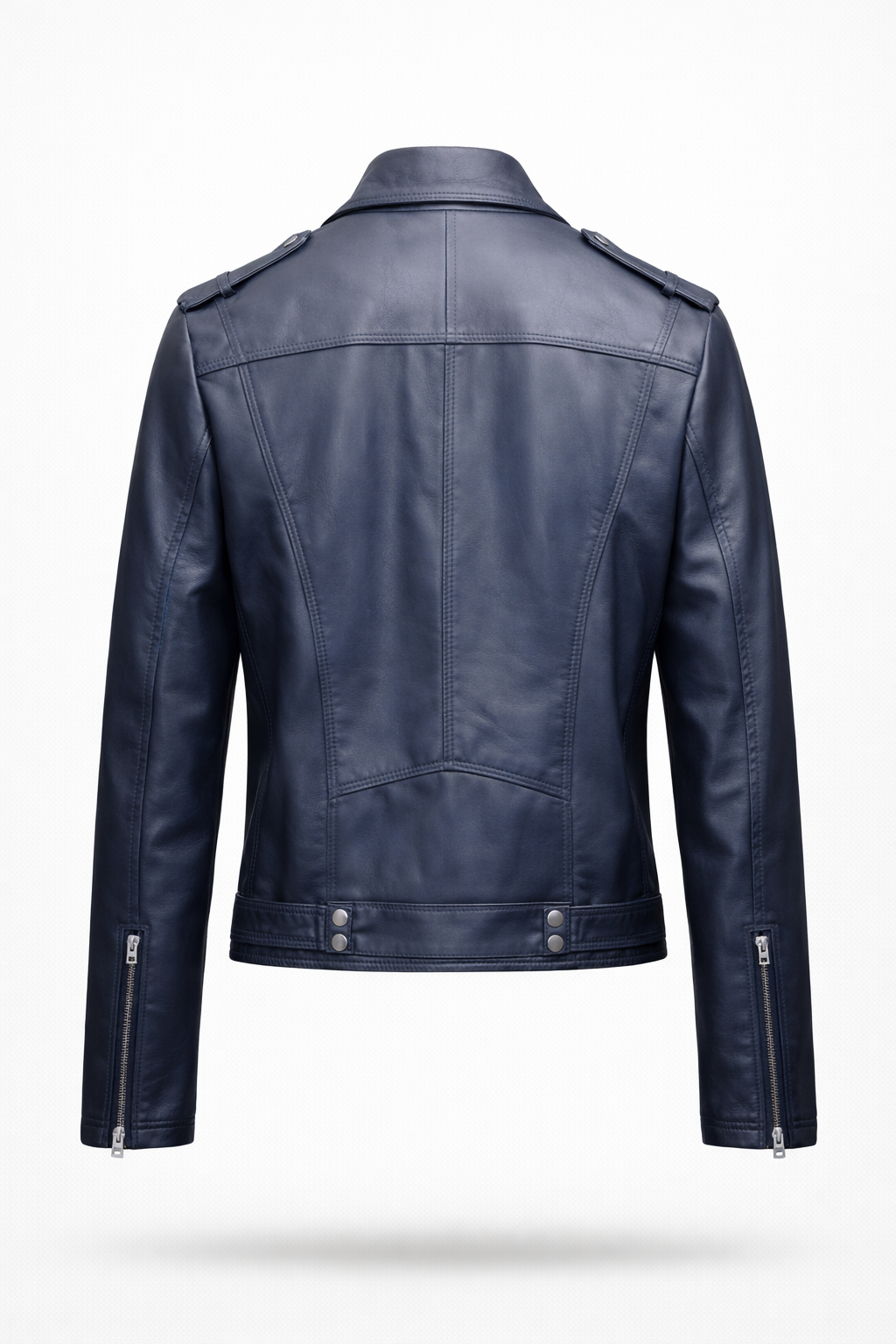 Lamb Leather Navy Leather Jacket for Women