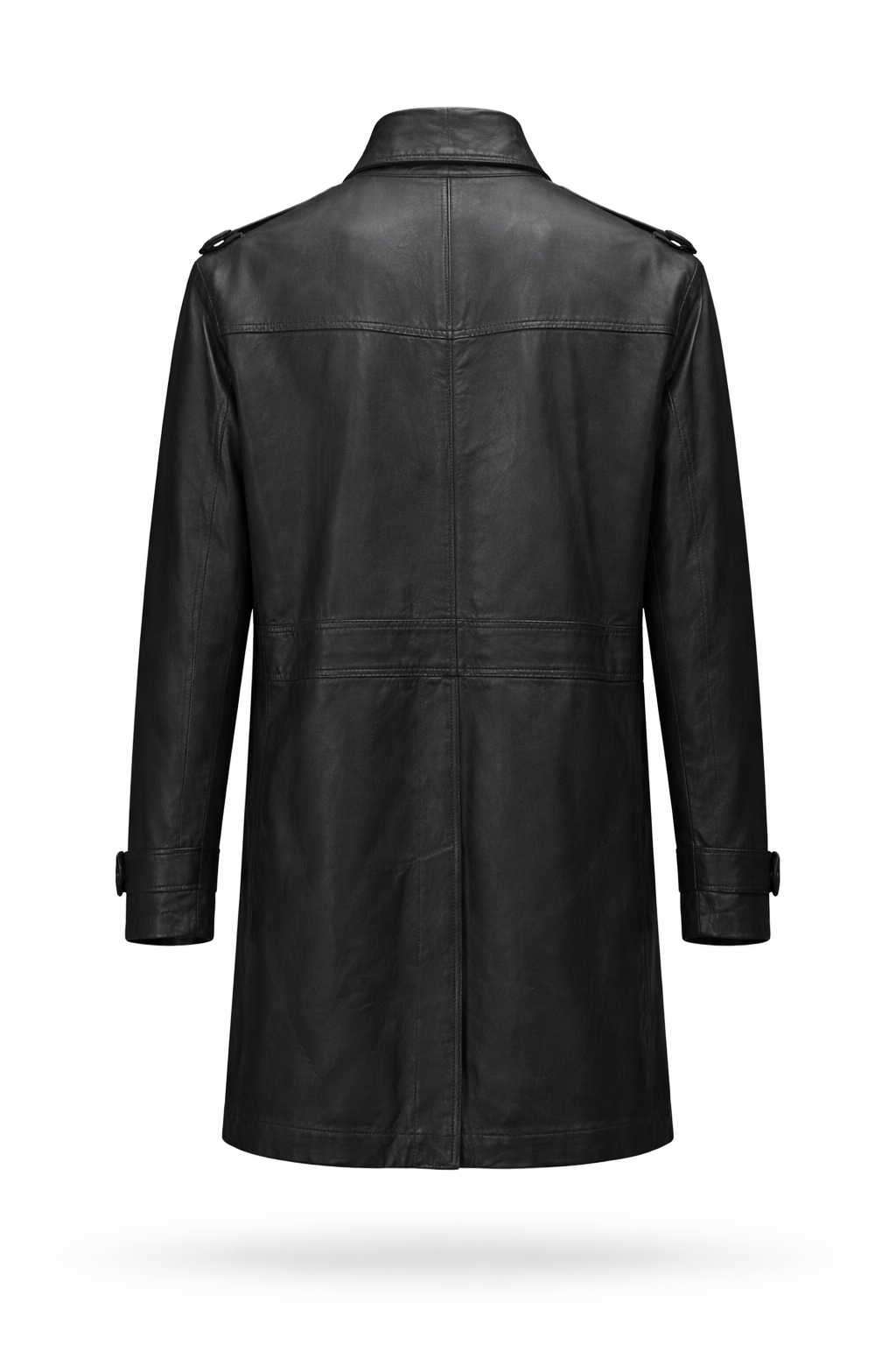 Lamb Leather Black Long Leather Jacket for Men