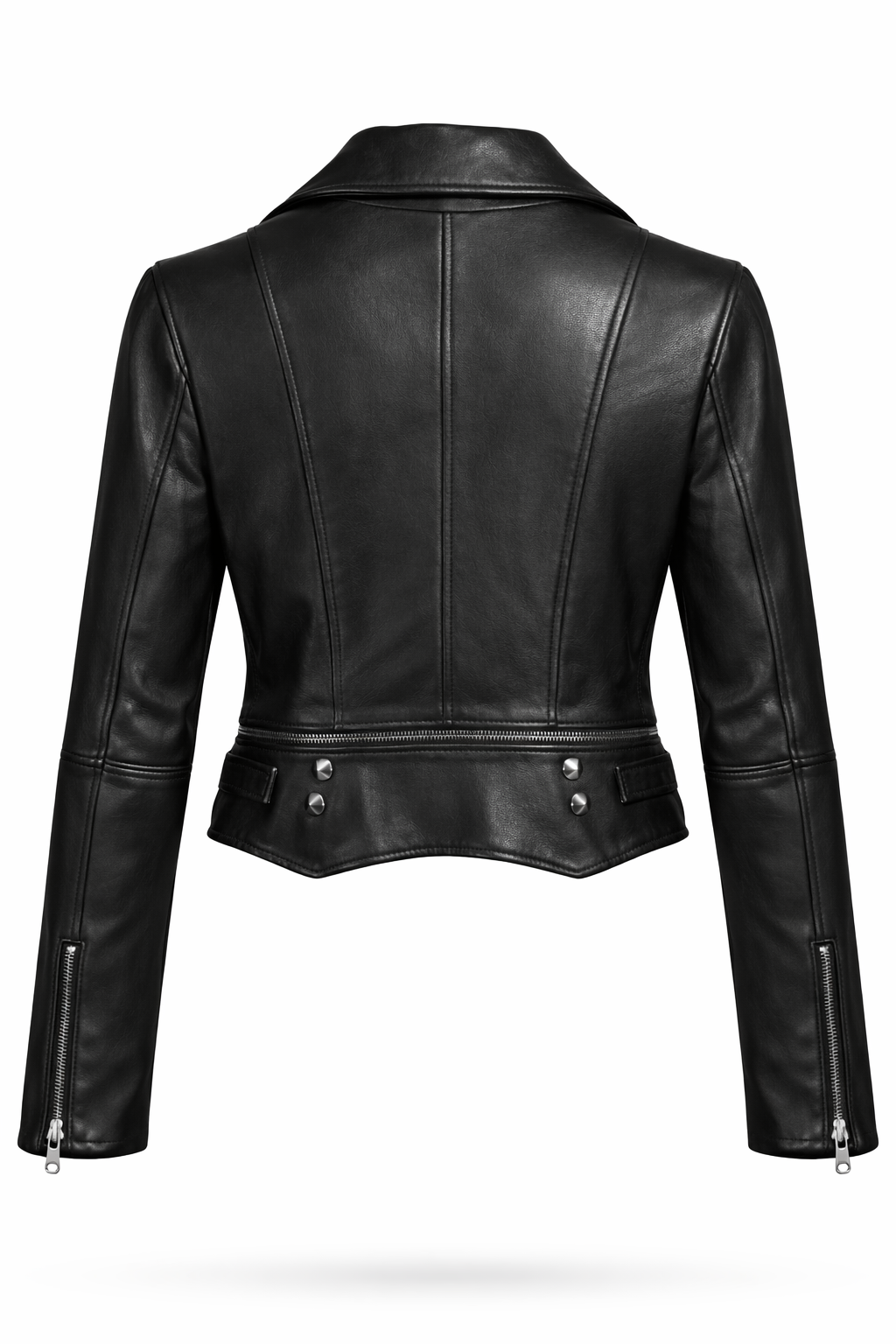 Black Zig Lamb Leather Zipper Motorcycle Women Jacket