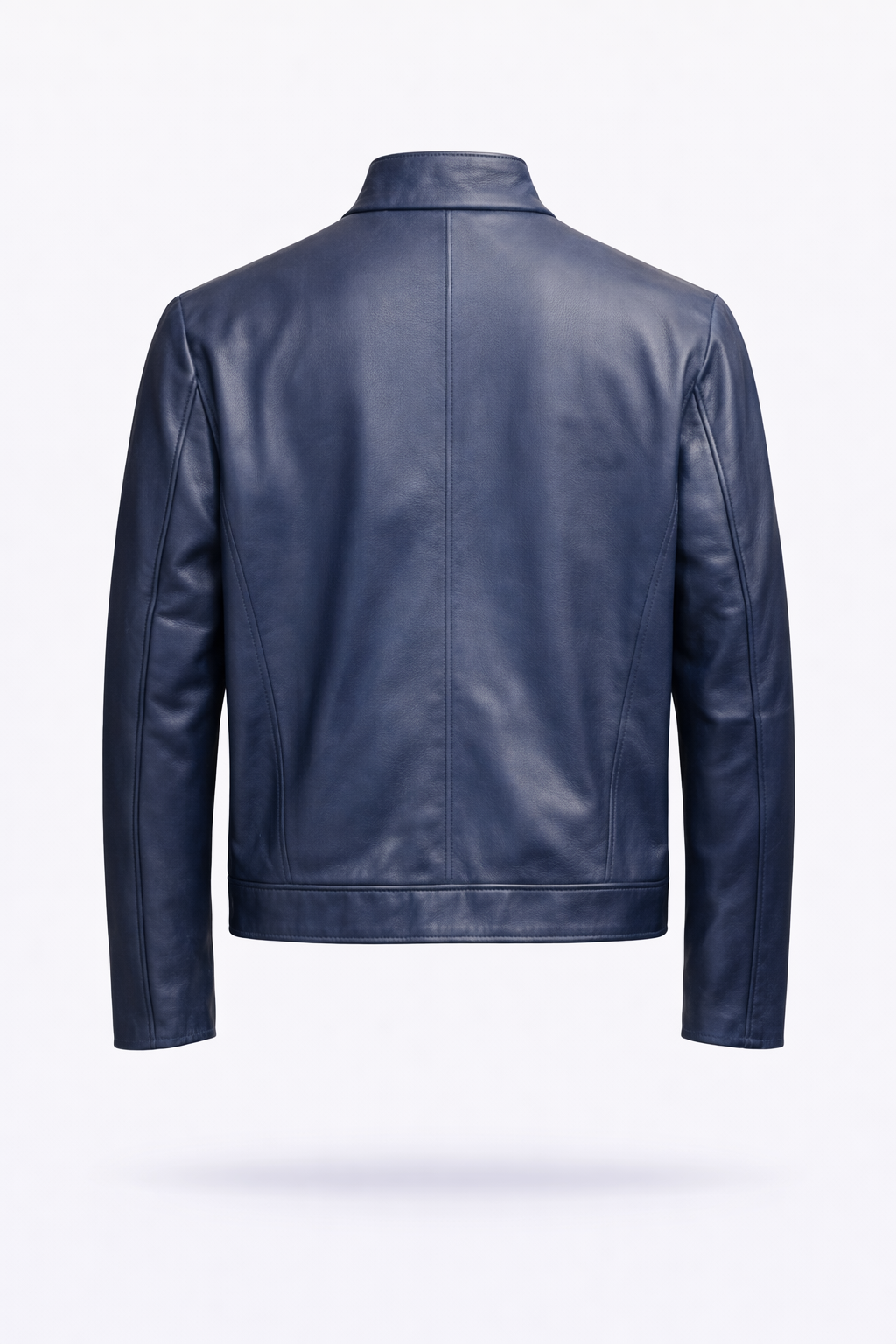 Lamb Leather Navy Blue Leather Jacket for Men