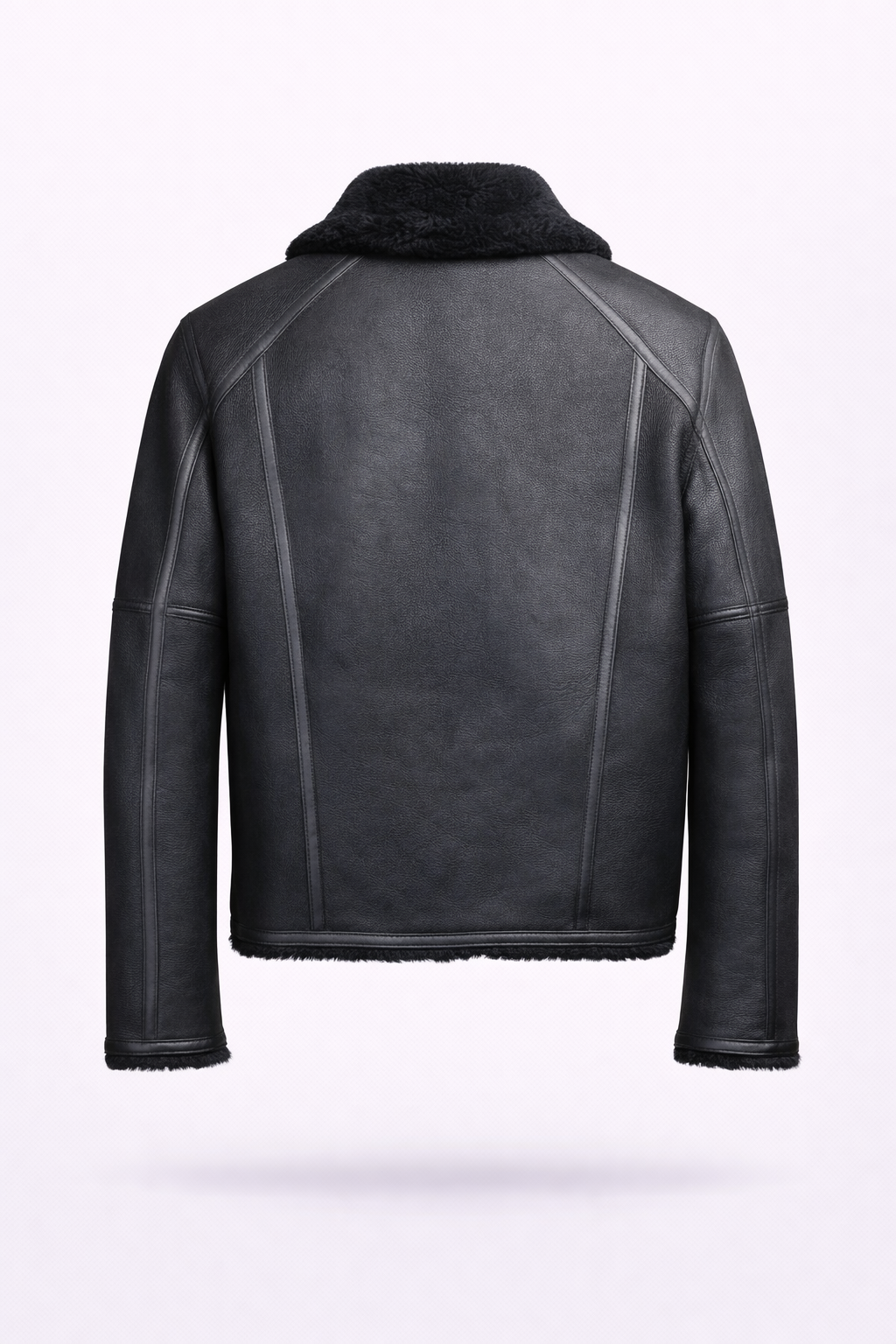 Lamb Leather and Fur Black Jacket for Men