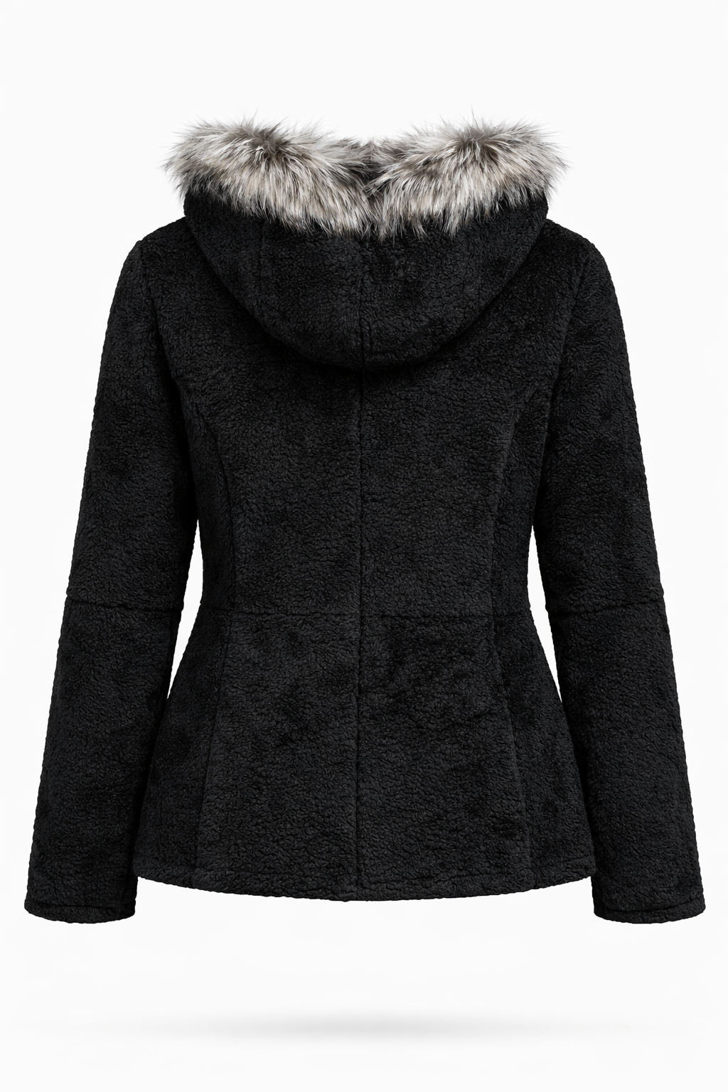 Black Full Fur hooded Women Leather Jacket