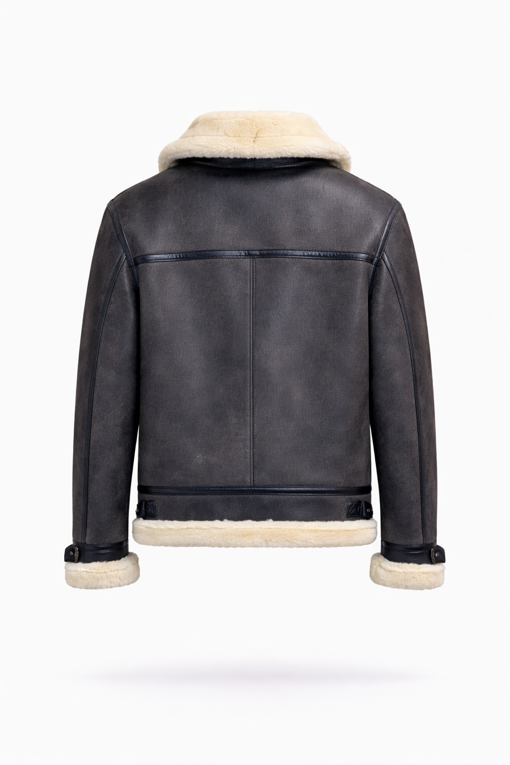 Fur Leather Black Jacket for Men