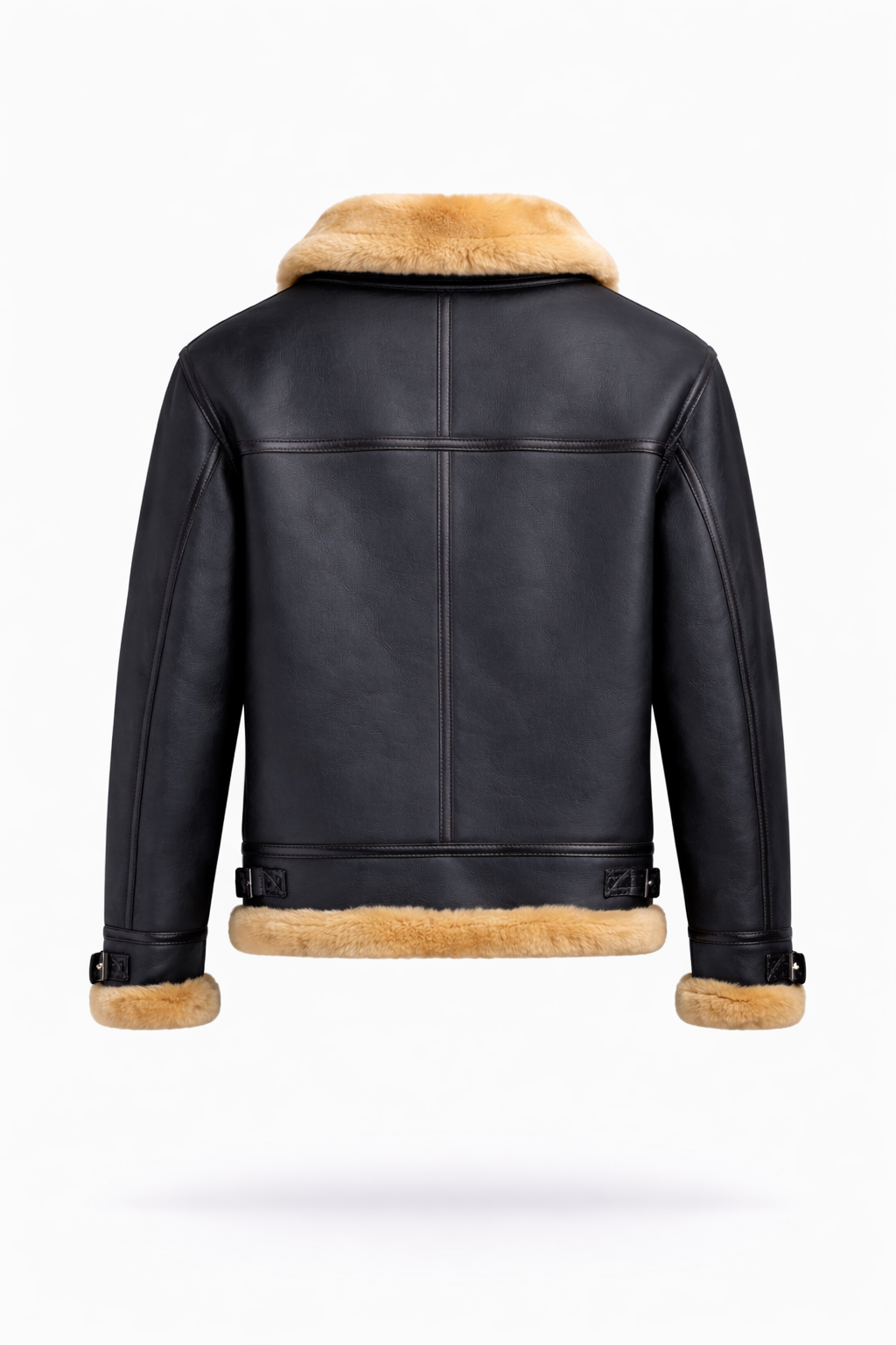 Black Fur Leather Jacket for Men
