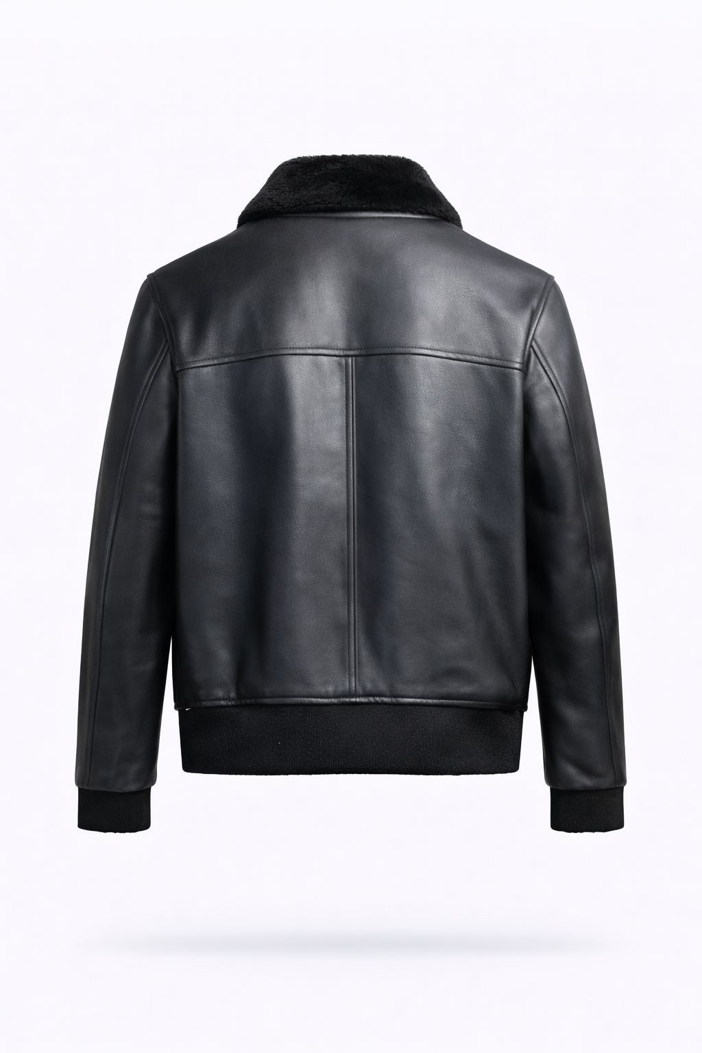 Lamb Leather with Fur Black Leather Jacket for Men