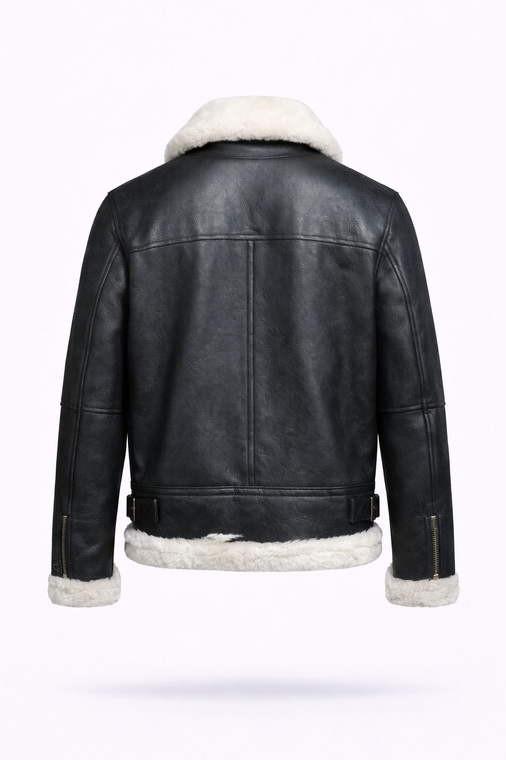 Fur Leather Black Leather Jacket for Men