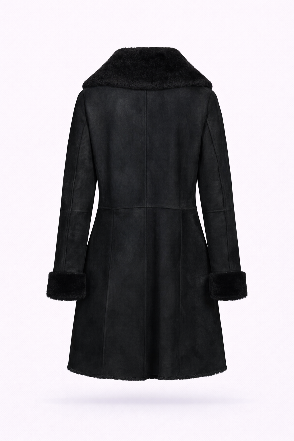 Fur Leather Black Coat Jacket for Women