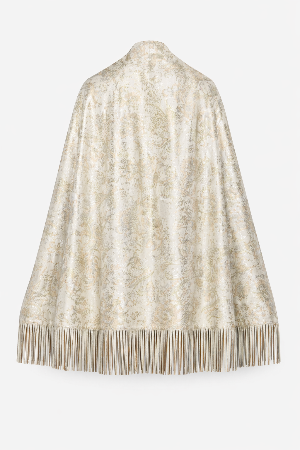 Lamb Leather Beige White Poncho for Women