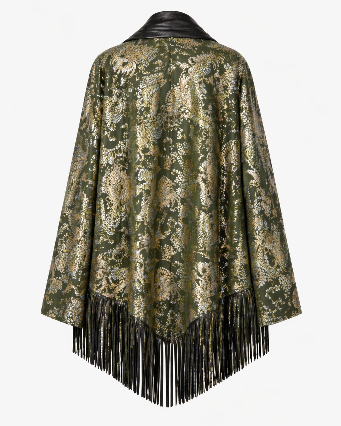 Lamb Leather Black Gold Poncho for Women