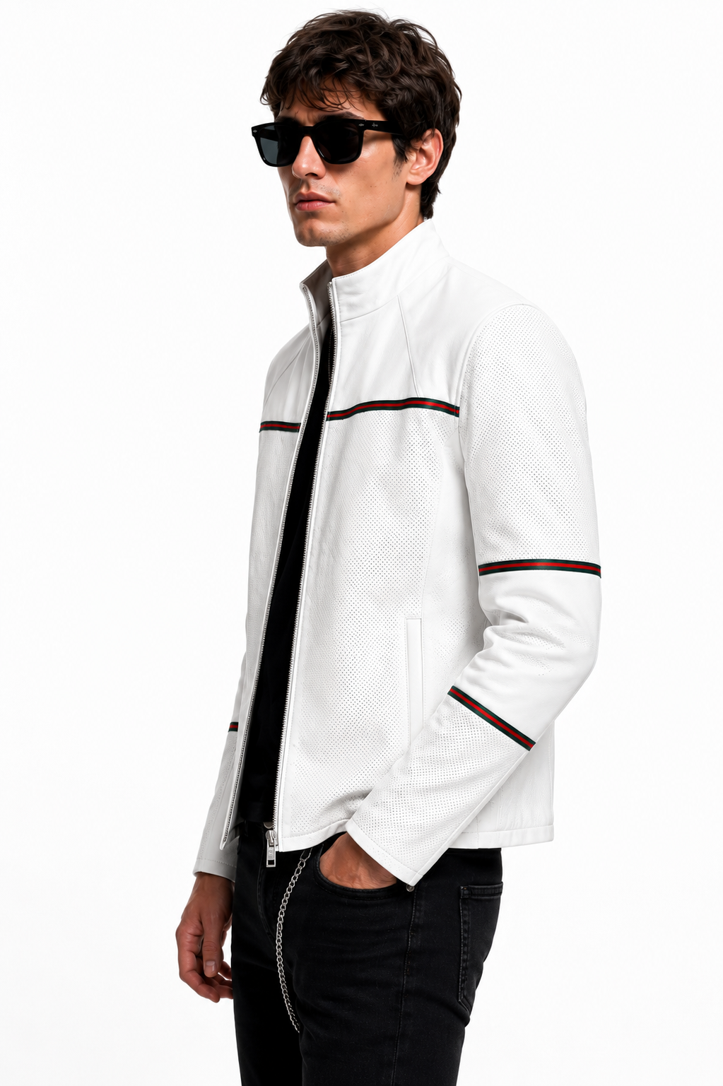 Reversible White Leather Jacket for Men