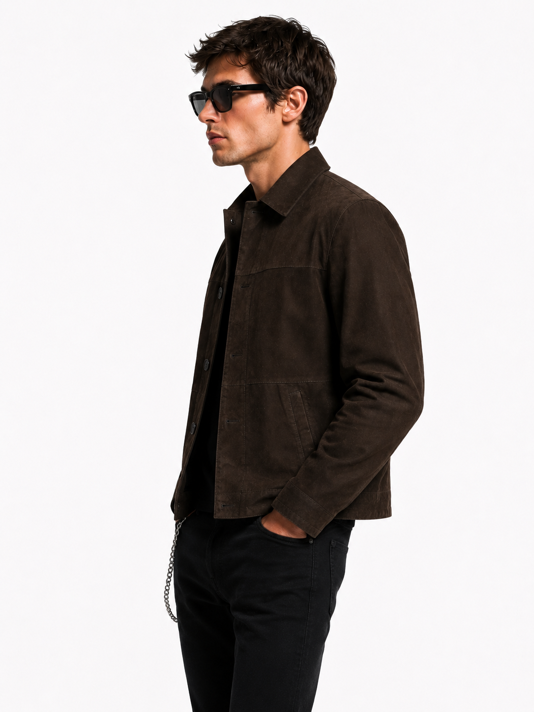 Reversible Brown Suede and Leather Jacker for Men